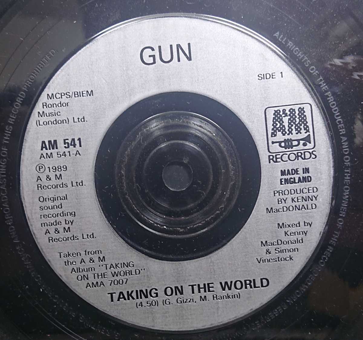 ☆GUN/TALKING ON THE WORLD'1989UK A&M7INCH_画像3