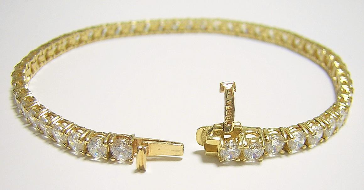 豪華 高級 14金 K14 ダイヤモンド 0.53ct テニスブレスレット 美品-