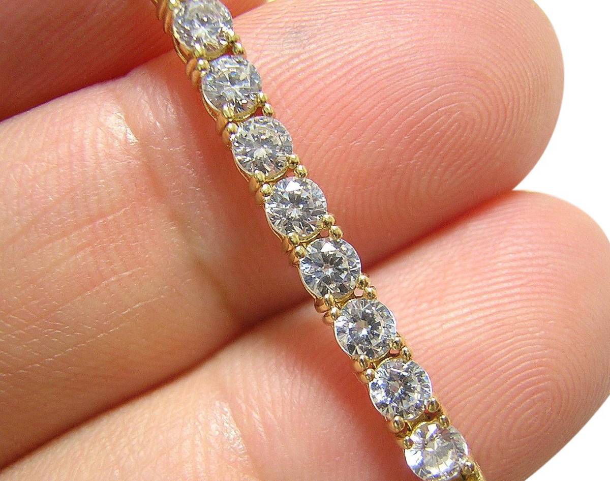14K テニスブレスレット キュービックジルコニア 約5ct 14金イエロー