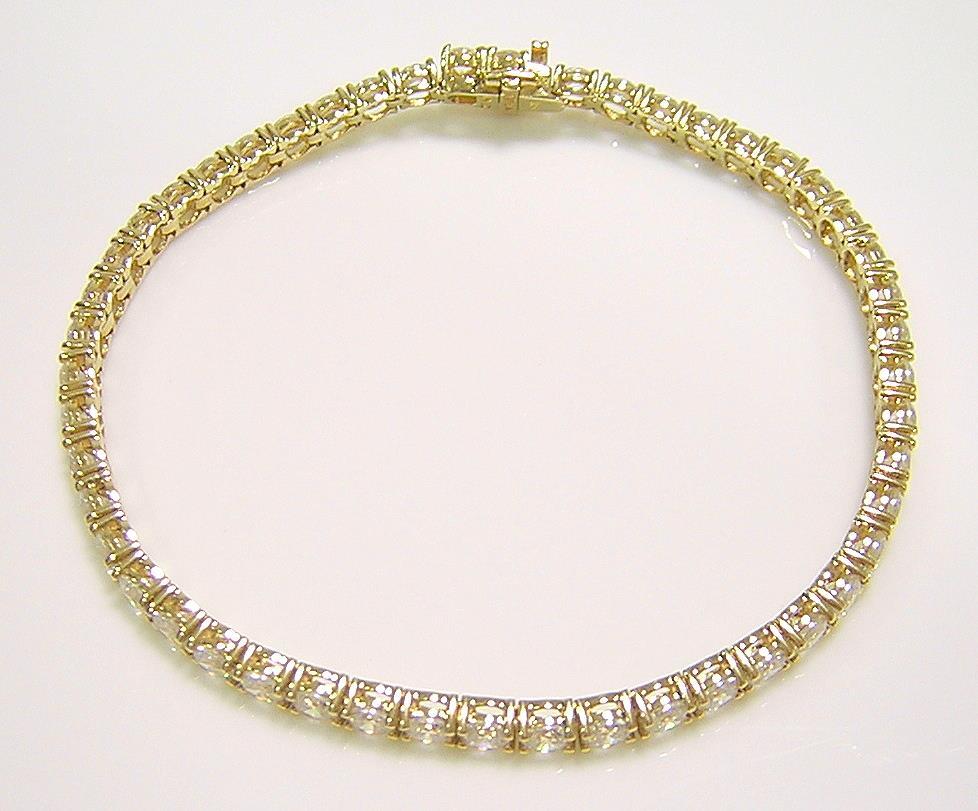 14K テニスブレスレット キュービックジルコニア 約5ct 14金イエロー