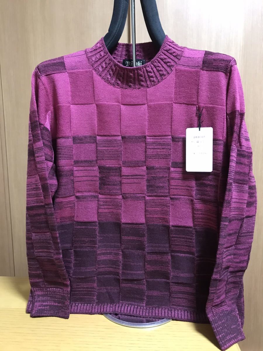 [新品] 激安・在庫処分　M～Lサイズ　毛100%レディースセーター　ミセス・婦人セーター　日本製　サーモンピンク色_画像1