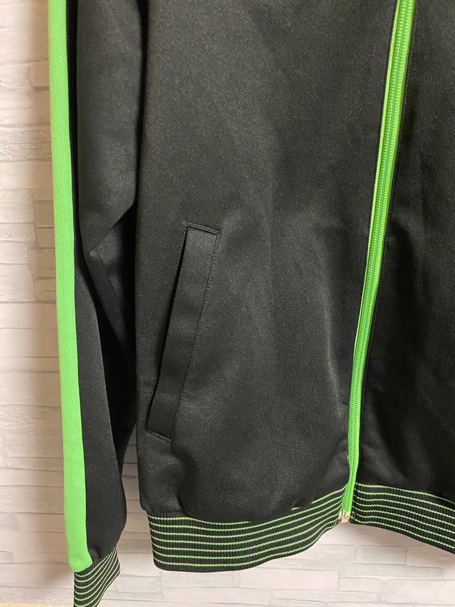 Reebok リーボック ワンポイントロゴジャージ Sサイズ 黒 緑 アスリート蛍光色