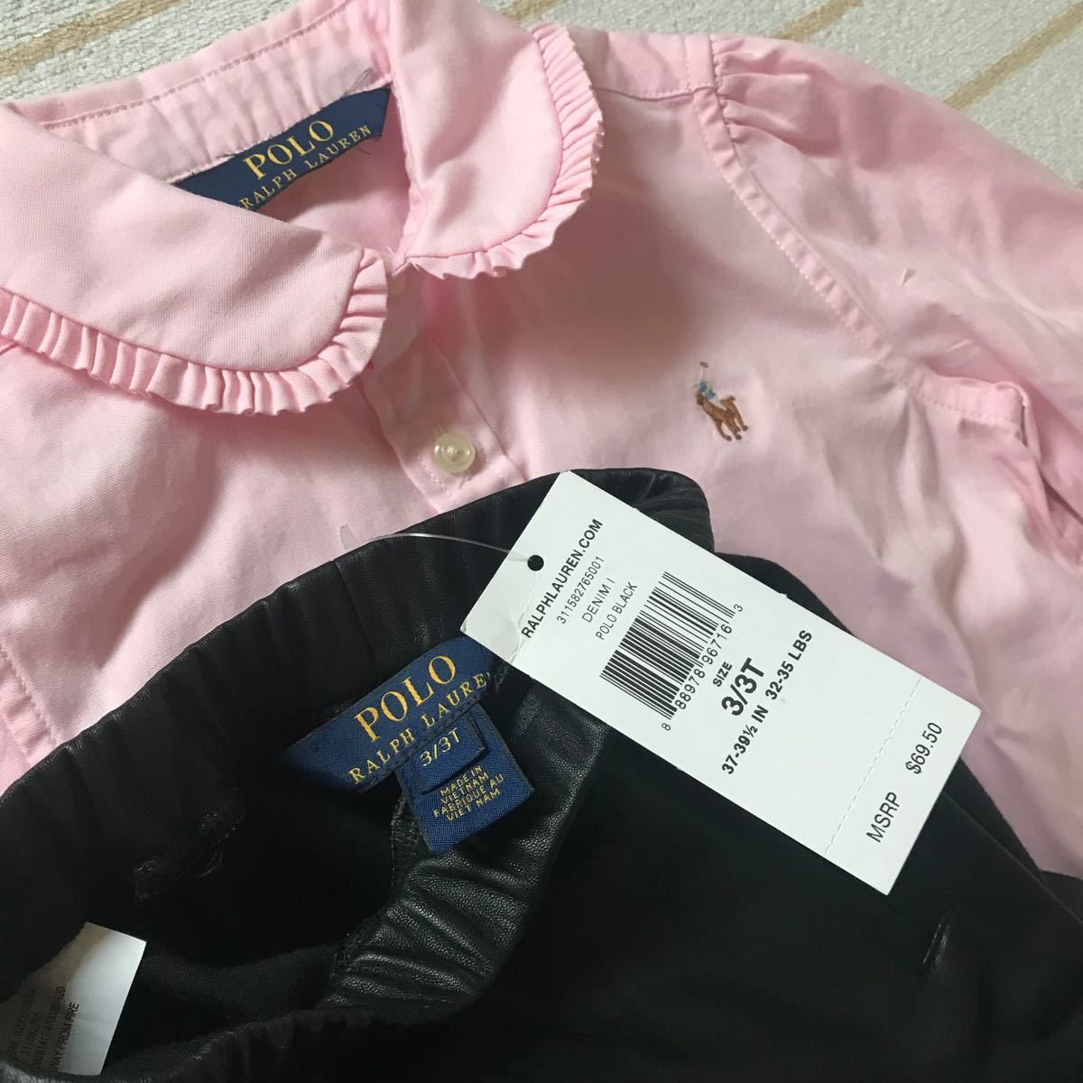 【新品】ポロラルフローレン  ガールズ　ブラウス　レザーパンツ　２点セット　フリル　Polo Ralph Lauren レギンス