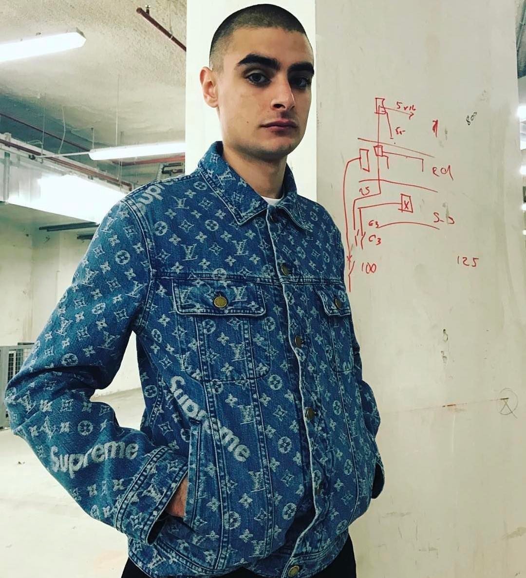 Supreme x Louis Vuitton Jacquard Denim Trucker Jacket Blue