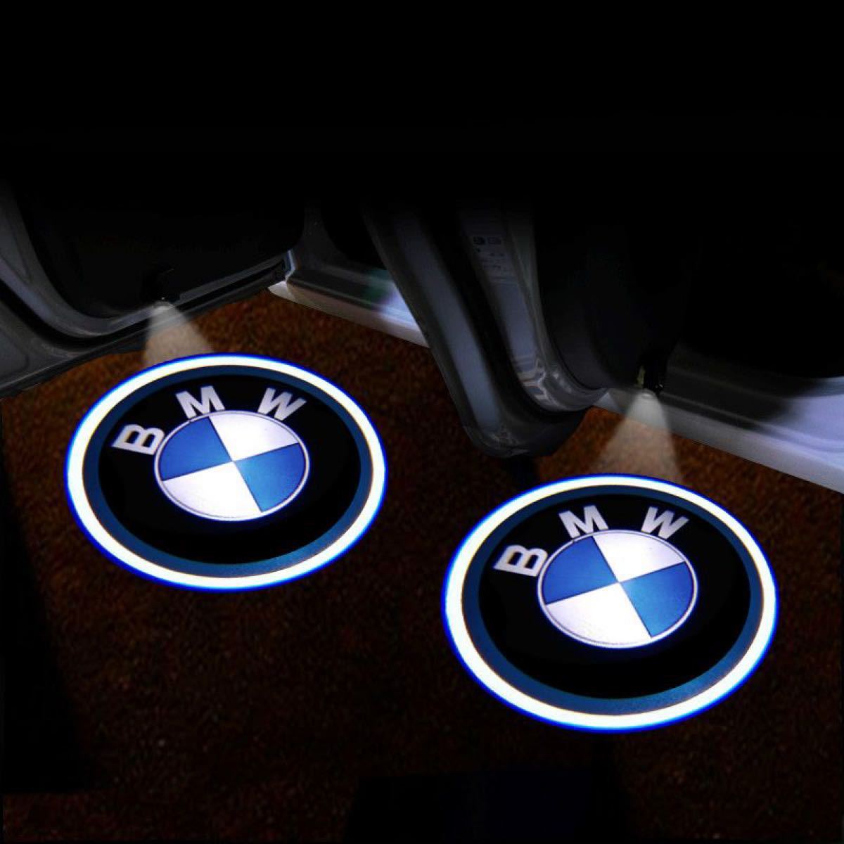 BMWロゴ　2個セット　LEDカーテシランプ/ウェルカムライト配線不要