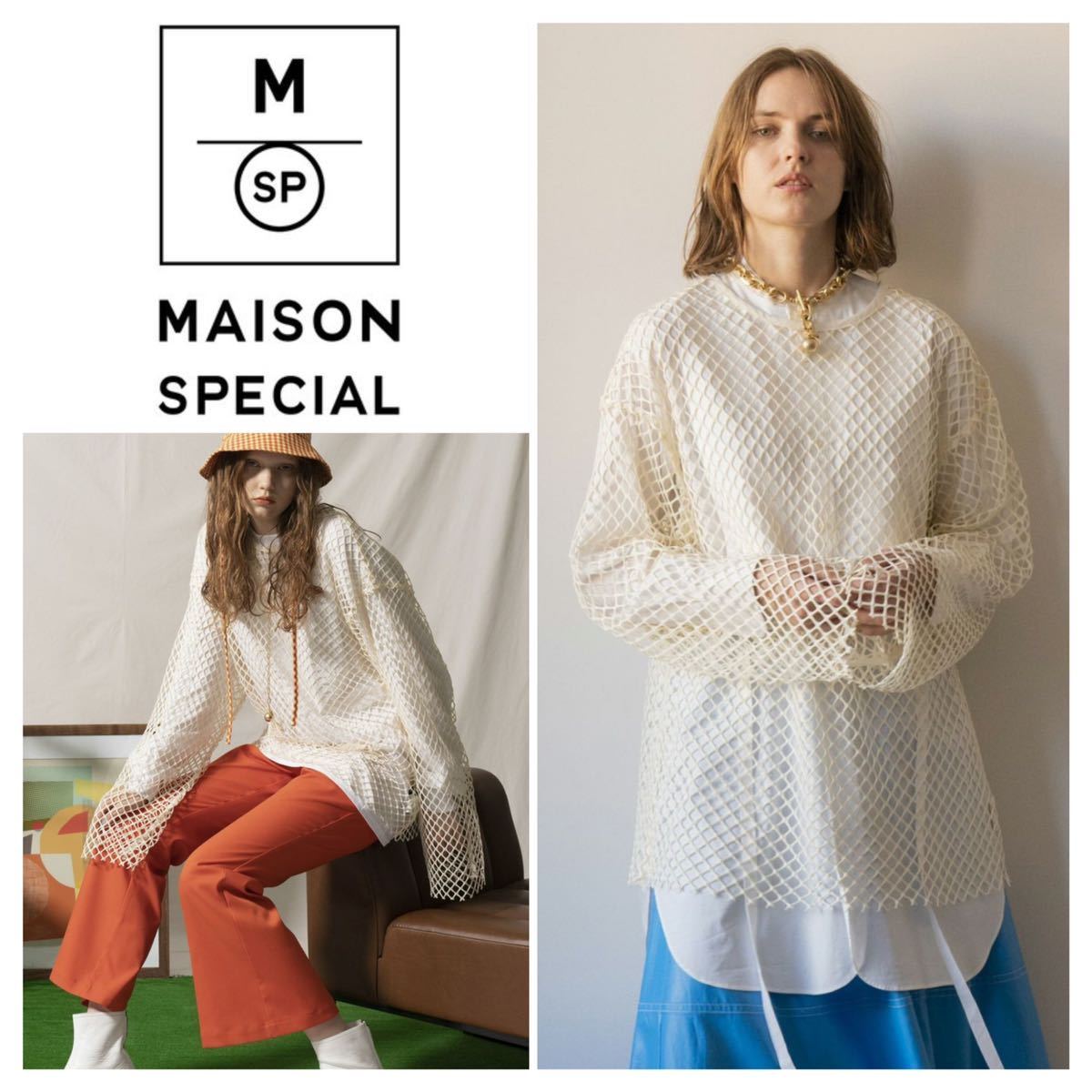  mezzo n special Bick mesh tops mesh TOPS white 20210824