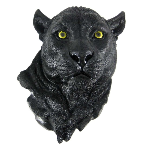 黒豹　壁掛け剥製風置物肉食獣ネコ科パンサーアクセント飾り 頭部フィギュア ブラックパンサー 壁掛け剥製風 彫刻 彫像 インテリア