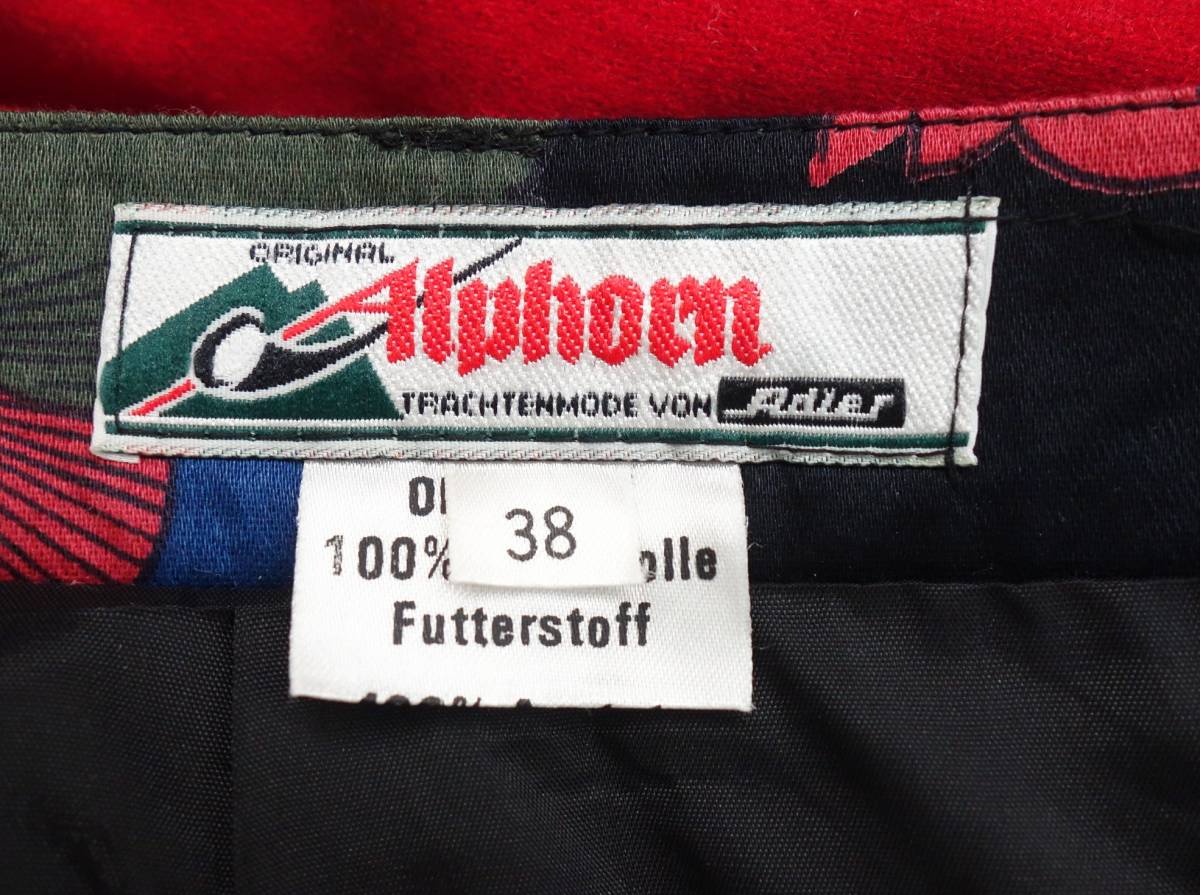 古着卸　ヨーロッパ仕入 ＊Vintage Tirol Tyrol Skirt 　ヴィンテージ　チロルスカート　38＊Arphorn ＊ブラック系　花柄　ベルト付　_画像10