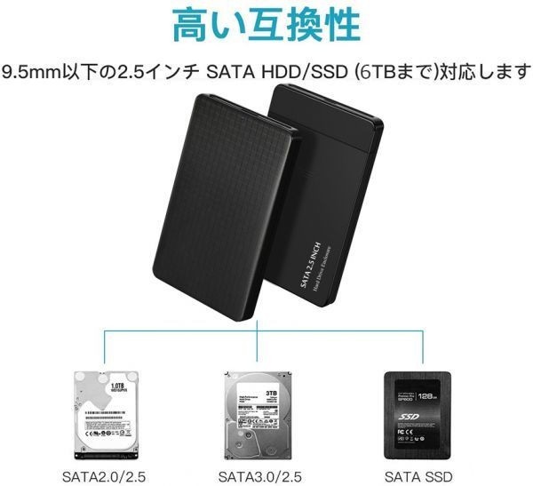即納 USB3.0 2.5インチ HDD/SSDケース USB3.0接続 SATA2.0/3.0 9.5mm/7mm 外付けハードディスク 5Gbps 高速 6TBまで UASP対応_画像3