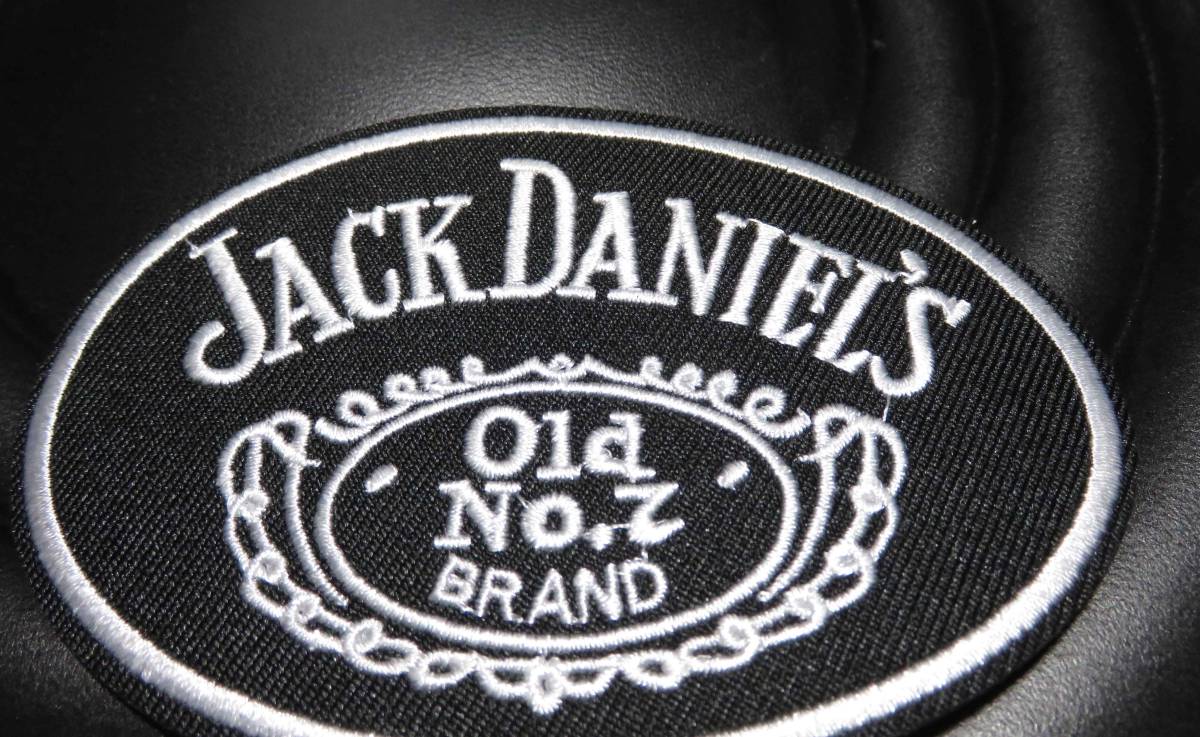 黒（楕円形）◆◎新品未使用 ジャックダニエル Jack Daniel's 刺繍ワッペン（パッチ）◆アメリカ ウィスキー ブラック Ｏｌｄ Ｎｏ．７