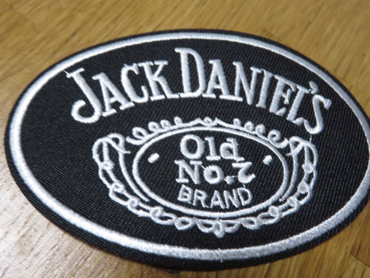 黒（楕円形）◆◎新品未使用 ジャックダニエル Jack Daniel's 刺繍ワッペン（パッチ）◆アメリカ ウィスキー ブラック Ｏｌｄ Ｎｏ．７