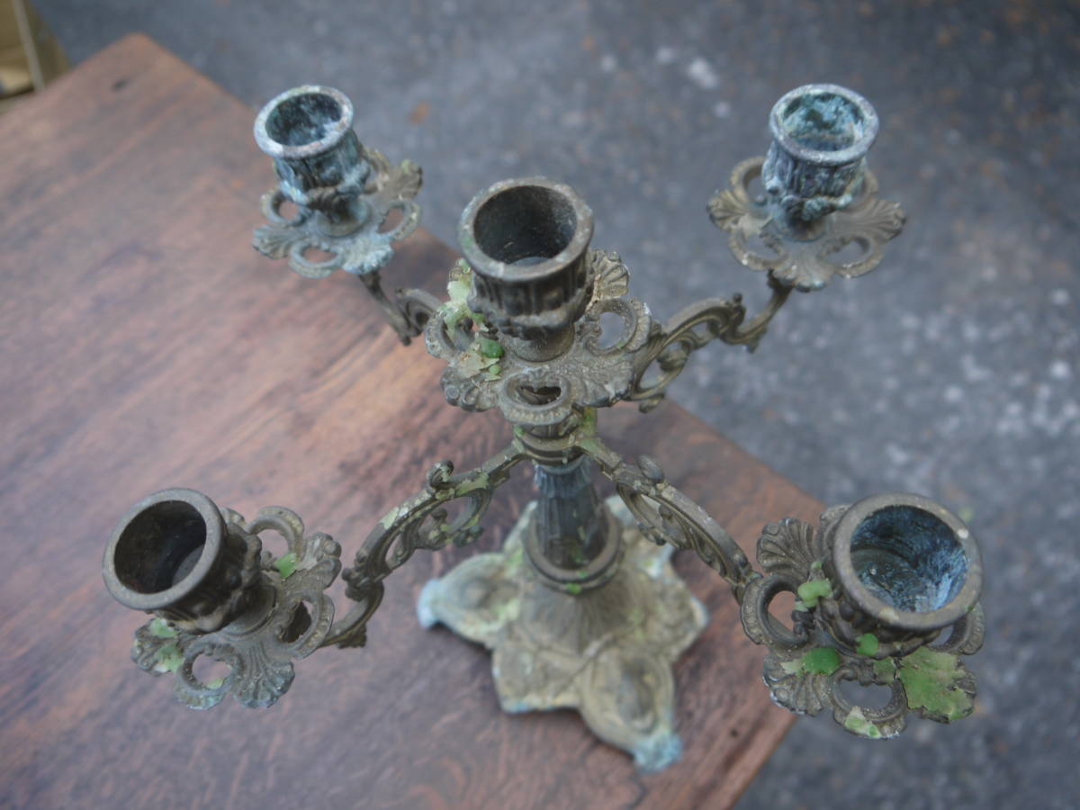 【H11119】西洋 イタリア製？　燭台　ロウソク立て　5本用　銅製　アンティーク/ビンテージ_画像2