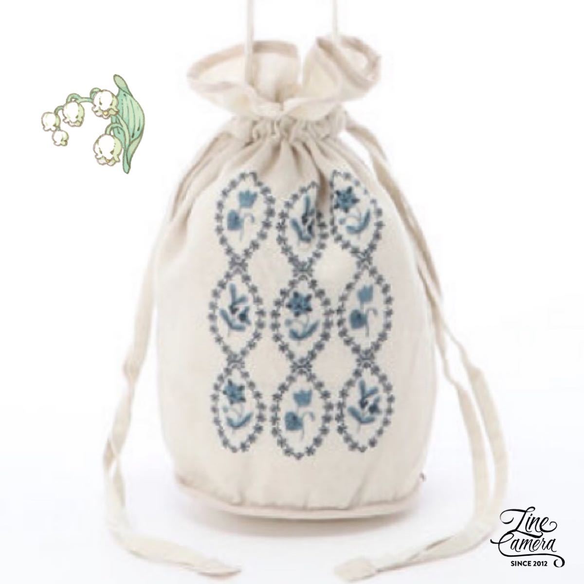 ♪24 マカベアリス×Samansa Mos2 sm2 サマンサモスモス 刺繍 巾着 バッグ ツハル リネン ネストローブ ヤラ