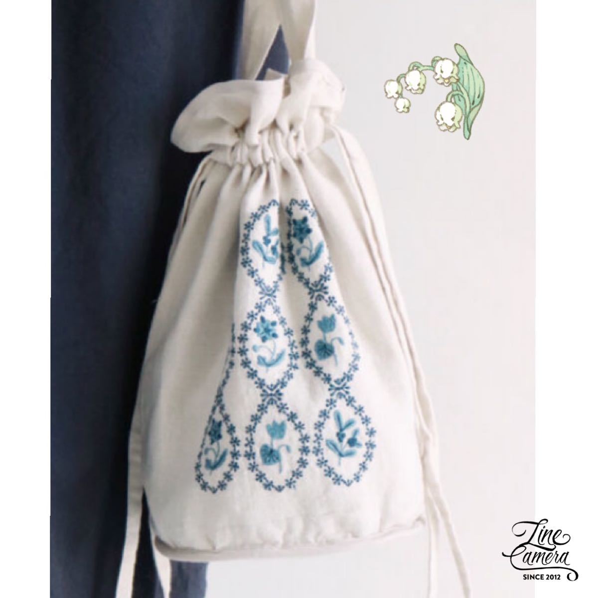 ♪24 マカベアリス×Samansa Mos2 sm2 サマンサモスモス 刺繍 巾着 バッグ ツハル リネン ネストローブ ヤラ