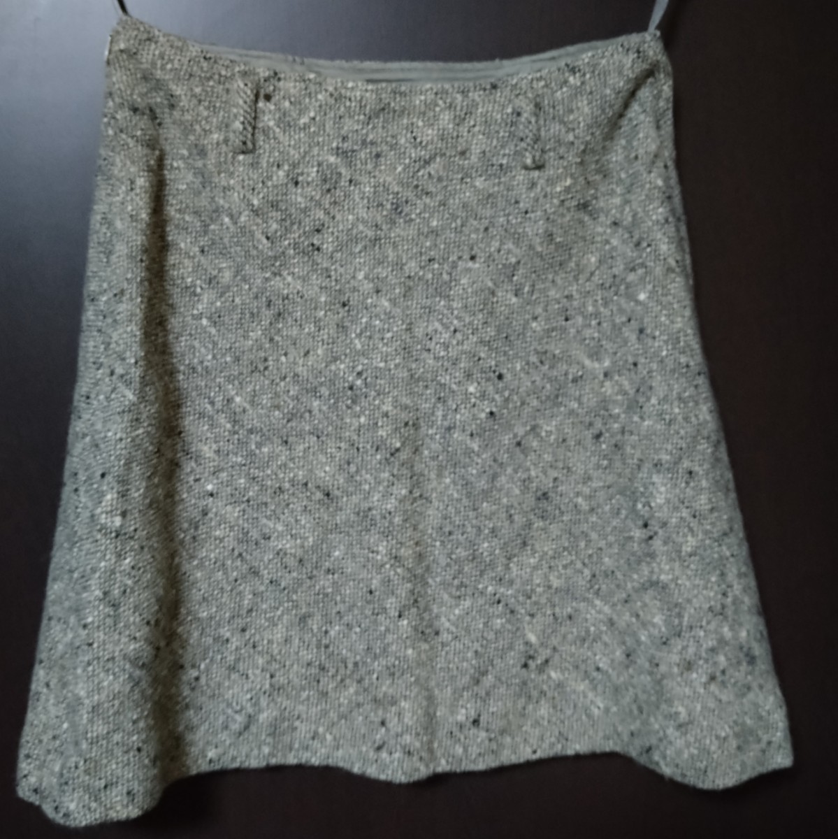 コムサデモード ツイード ウール 毛100％ 台形スカート グレー 日本製