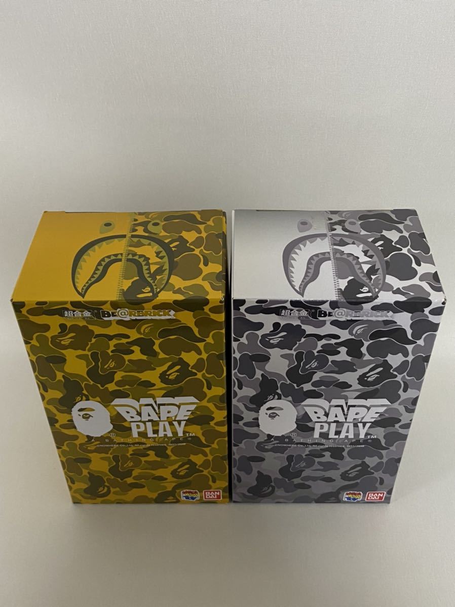 超合金 BAPE(R) CAMO SHARK BE@RBRICK GOLD SILVER 2体セット ベアブリック ベイプ エイプ カモ シャーク ゴールド シルバー_画像6