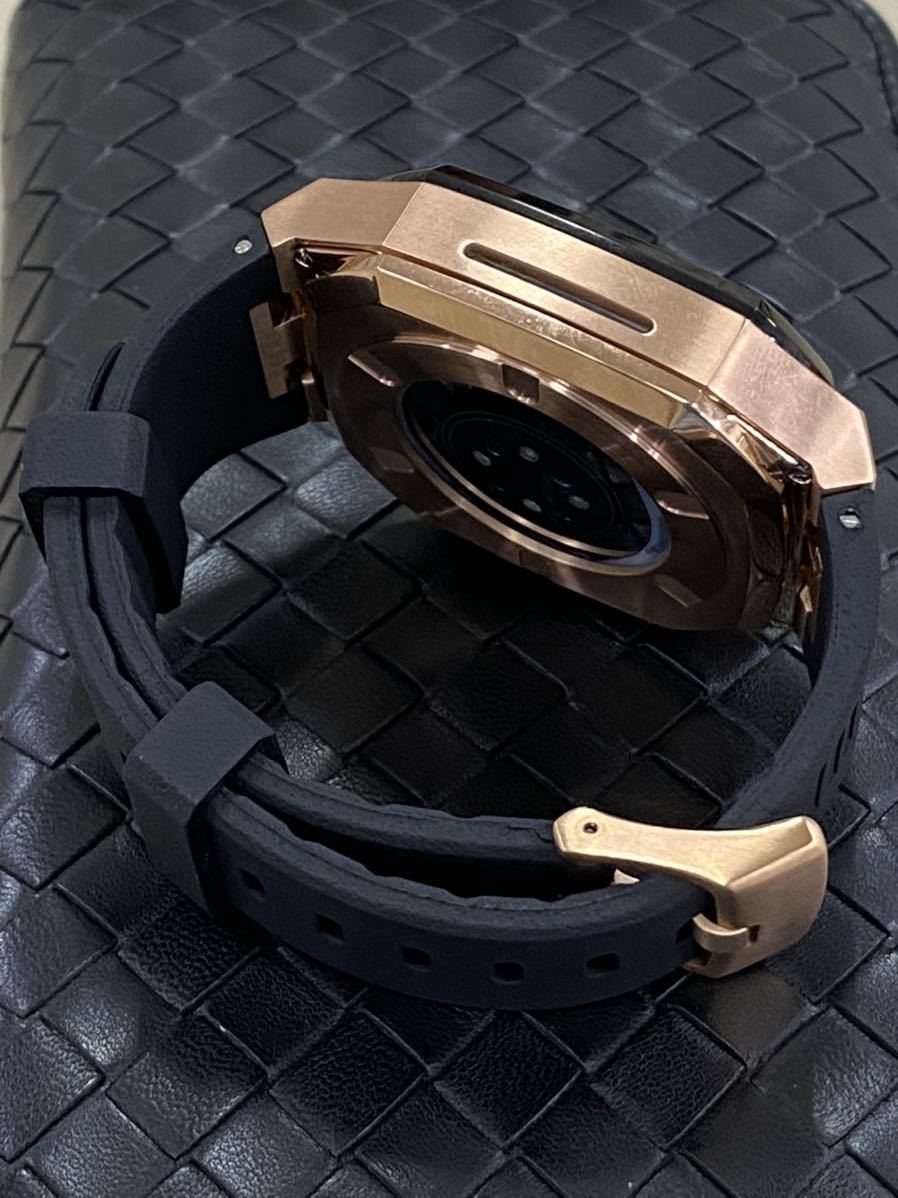NEW!アップルウォッチ7 カバー 高級ケース 【45mm】シルバー ベルト【ラバーベルト】 apple watch ラグジュアリー ネイビー ラバー 45mm Applewatchベルト ラバーベルト