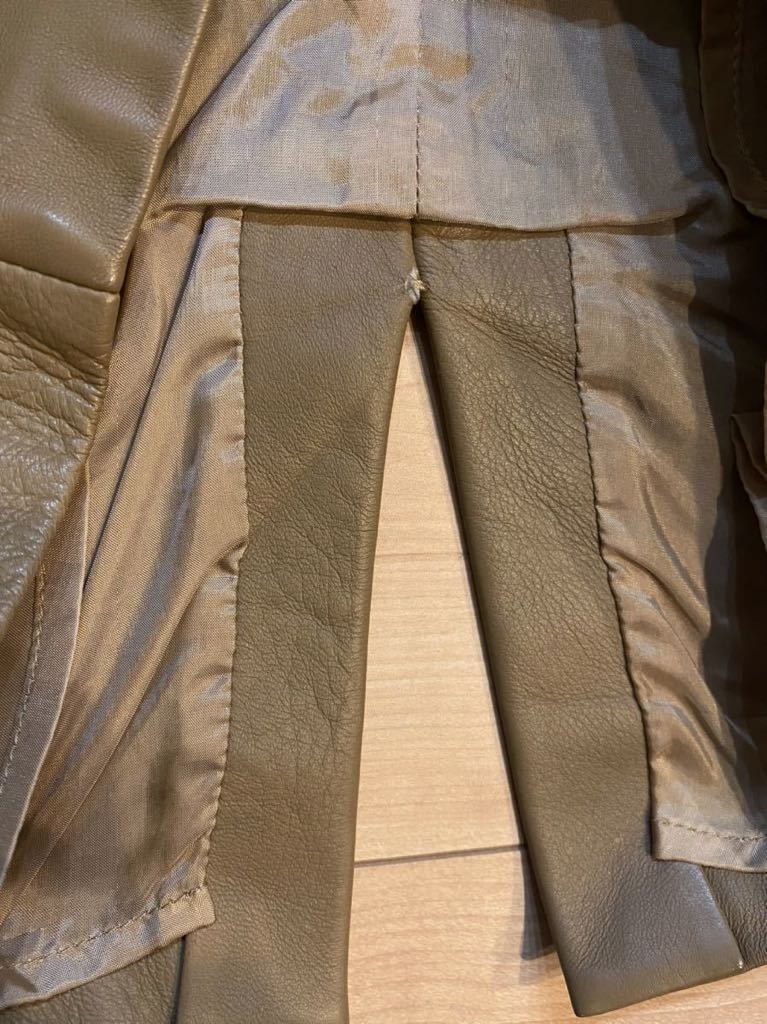 大人の魅力 イタリア製 Max Mara マックスマーラ レザースカート 膝丈 ジップアップ ひざ丈 ブラウン系 38サイズ ○（A54）新規×_画像4