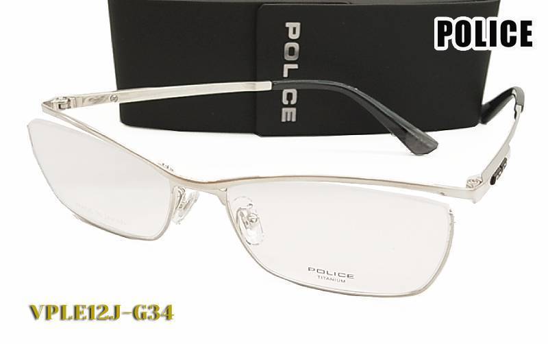 POLICE ポリス 日本製 メガネ フレーム VPLE12J-G34 正規品 VPLE12J 0G34 チタン 眼鏡 伊達眼鏡仕様 UVカットレンズ付き_画像1