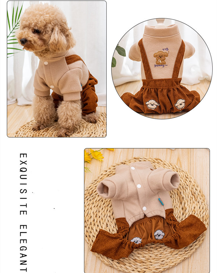 犬の服 サロペット ロンパース 四足前開き 着ぐるみ コスチューム つなぎ　可愛い ペット犬服 ペットウェア ワンちゃん服 犬洋服_画像5