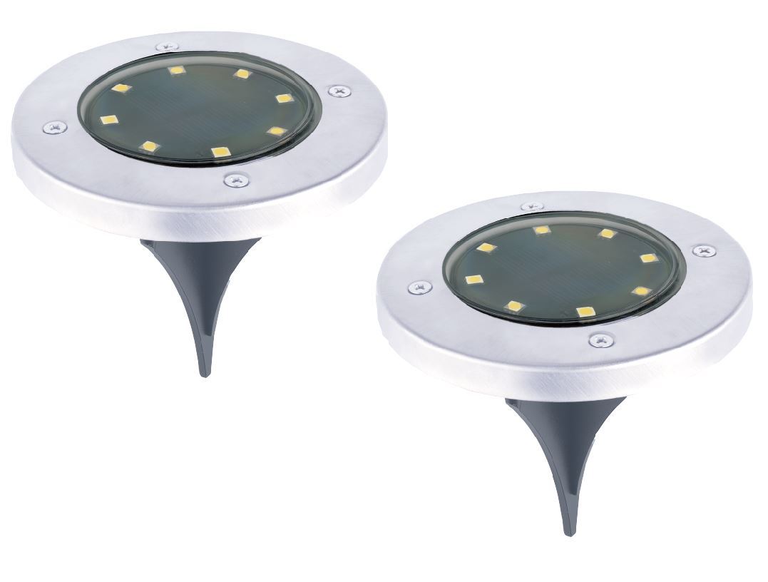 パレ ソーラーグラウンドライト シルバー 2個セット ソーラー ガーデンライト LED 防水 蓄光 ライト_画像8