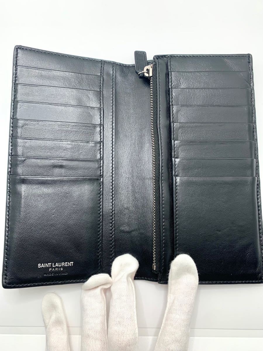 長財布 サンローラン メンズ財布 長財布 黒 クロコ型押し(¥24,800