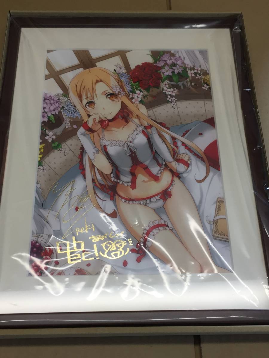 高評価なギフト ソードアートオンライン 新品未使用 著者 送料無用 ソードアート・オンライン 電撃25周年記念 アスナ 複製原画 箔押しサイン入り スリーブ