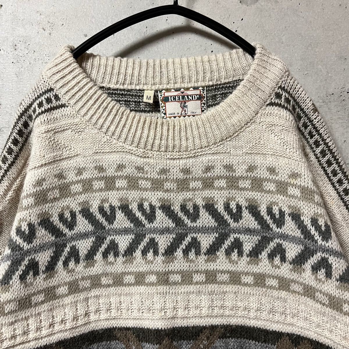 VINTAGE ヴィンテージ EU古着 イタリア製 総柄ニット フェアアイル柄
