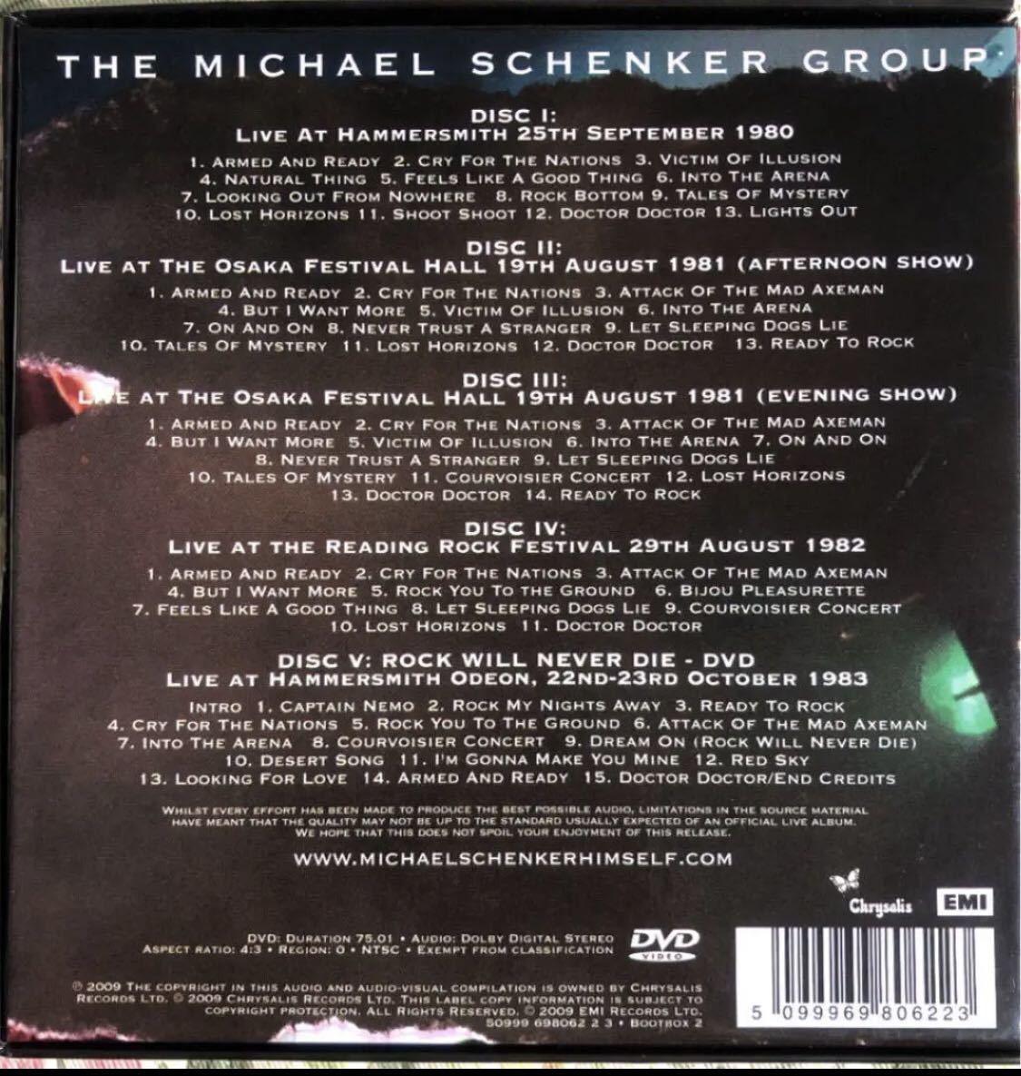 4CD＋DVD！ The Michael Schenker Group/ WALK THE STAGE - THE OFFICIAL BOOTLEG BOX SET_画像2