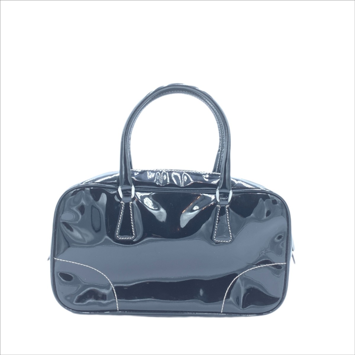 PRADA プラダ VERNICE SATIN 本革スムースレザー ハンドバッグ