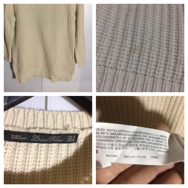 ZARA KNIT ザラ アンゴラ入り 七分袖 オフホワイト 白 ニット M_画像2