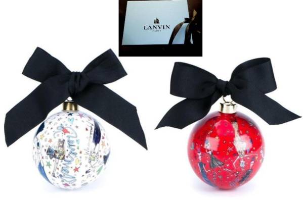● ランバン LANVIN 陶器 限定 クリスマス デコレーション 飾りセット 新品 赤白 ボール コレクション クリスマスツリー