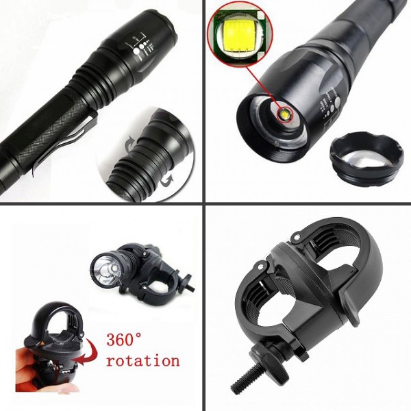  army for *CREE XM-L T6 2000 lumen flashlight + holder * zoom attaching 