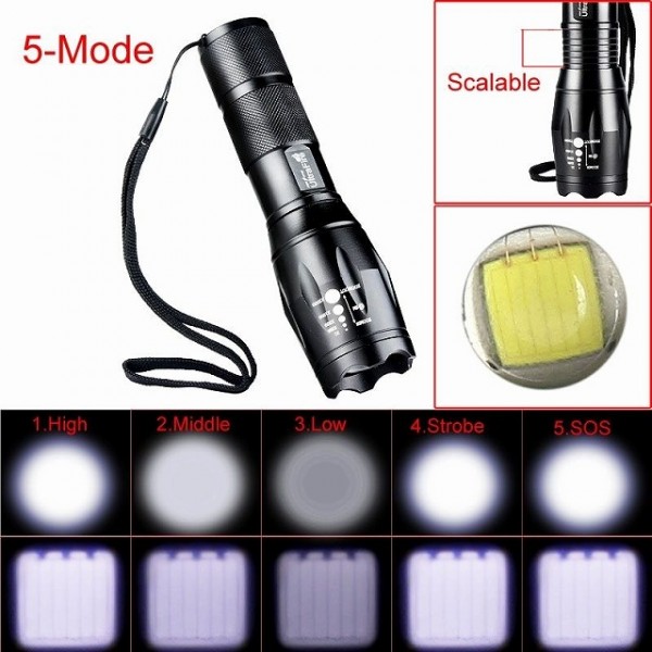  army for *CREE XM-L T6 2000 lumen flashlight + holder * zoom attaching 