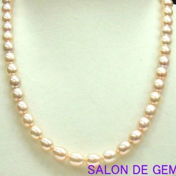 【新品】【上質】【SV:高級天然ナチュラルベージュピンク真珠 デザインネックレス】P8.0-7.0mm/43.5cm