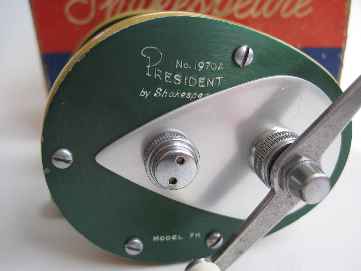 ファッションデザイナー シェイクスピア 箱付属品付き ビンテージ 特価: シェイクスピア プレジデント 1970 付属品あり リール