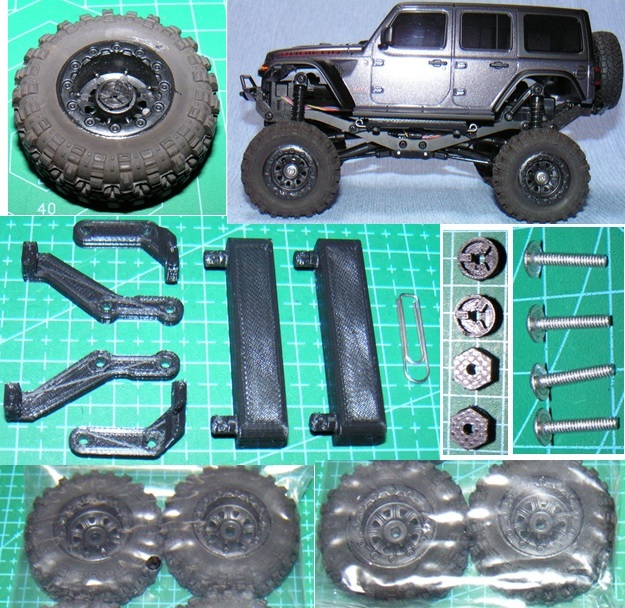 ミニッツ 4×4 ジープラングラー用 変換ハブ+RGTタイヤ黒+ボディ10mmリフトアップ 京商 Kyosho Mini Z 4x4 Jeep Wrangler