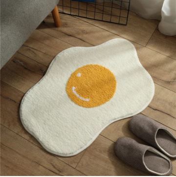 55cmx75cm 目玉焼き モチーフ ダイカット 敷物 ラグ 玄関マット バスマット
