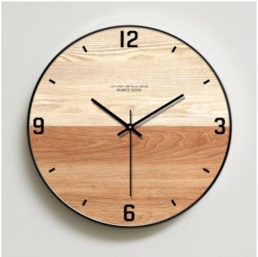 シンプルな木製の壁時計 寝室 壁アート装飾ビッグ壁時計木製北欧スタイル時計【12インチ】_4