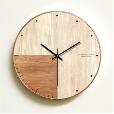 シンプルな木製の壁時計 寝室 壁アート装飾ビッグ壁時計木製北欧スタイル時計【14インチ】_3