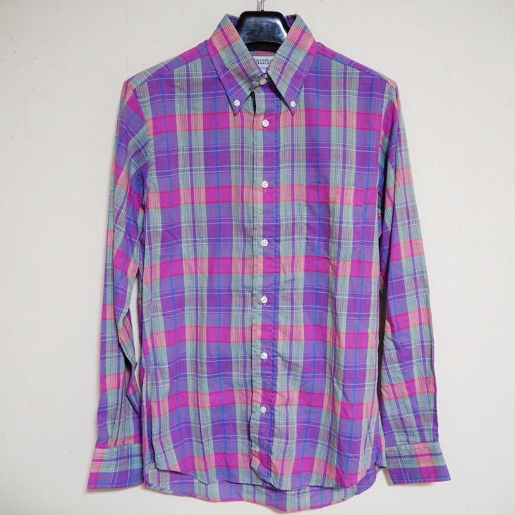 魅了 1/2 14 FIT STANDARD インディビジュアライズドシャツ SHIRTS INDIVIDUALIZED 未使用 2-28 32 長袖シャツ パープル チェック Lサイズ