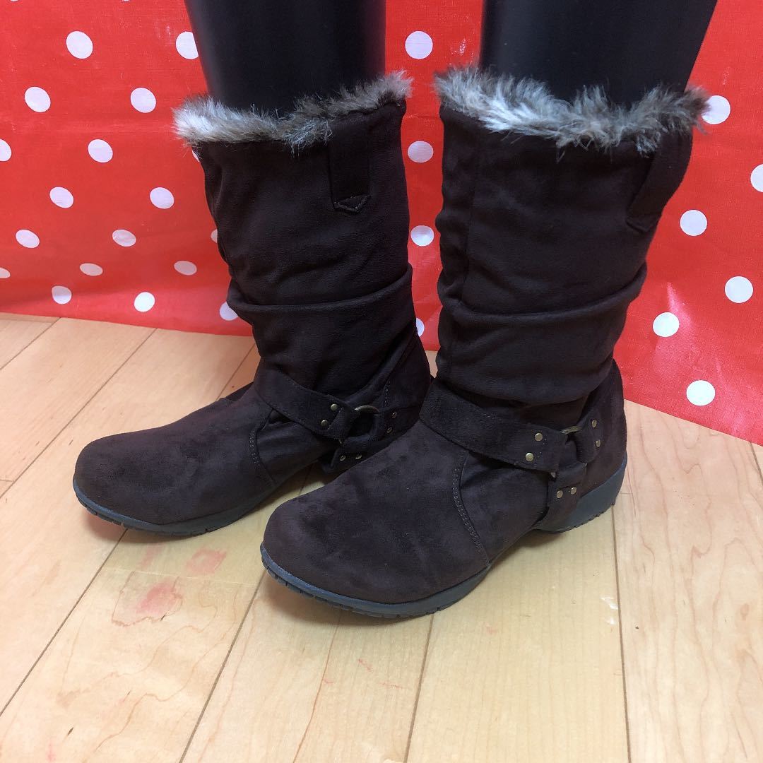 [THEORIA] middle boots short boots fur 22cm