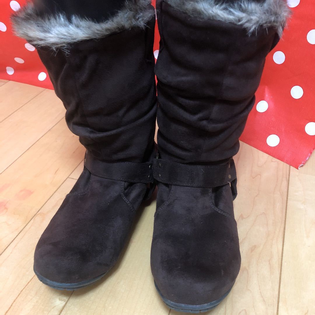 [THEORIA] middle boots short boots fur 22cm