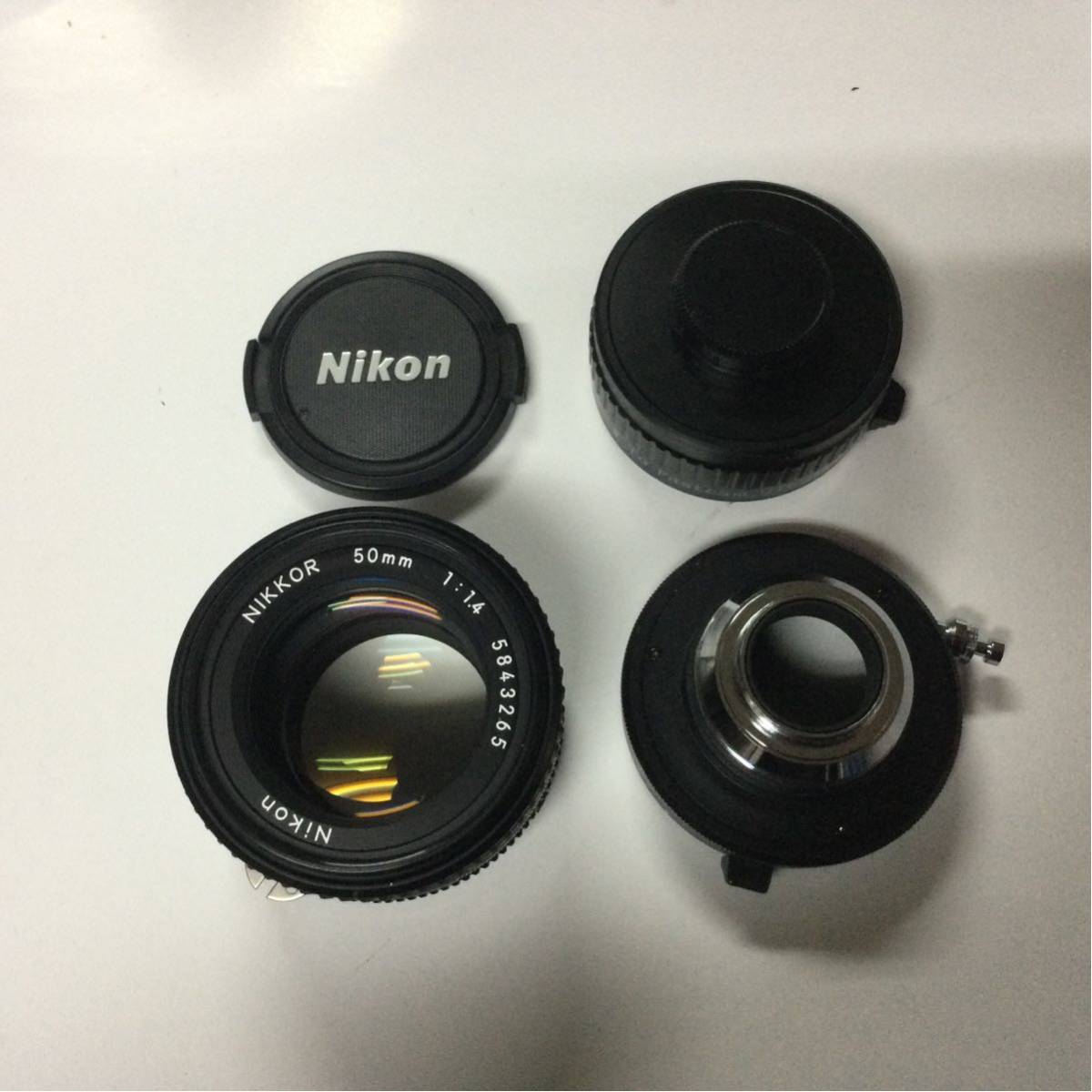 美品 Nikon レンズ Nikkor 50mm 1:1.4 5843265 光量切り替え部マウンター 2個セット 動作未確認 ニコン