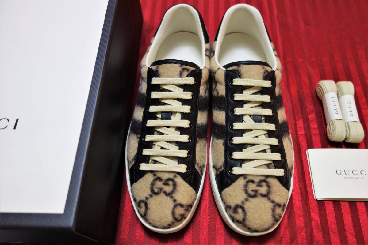 定価10万円 未使用品 グッチ(gucci) GG BIG ウール×レザー