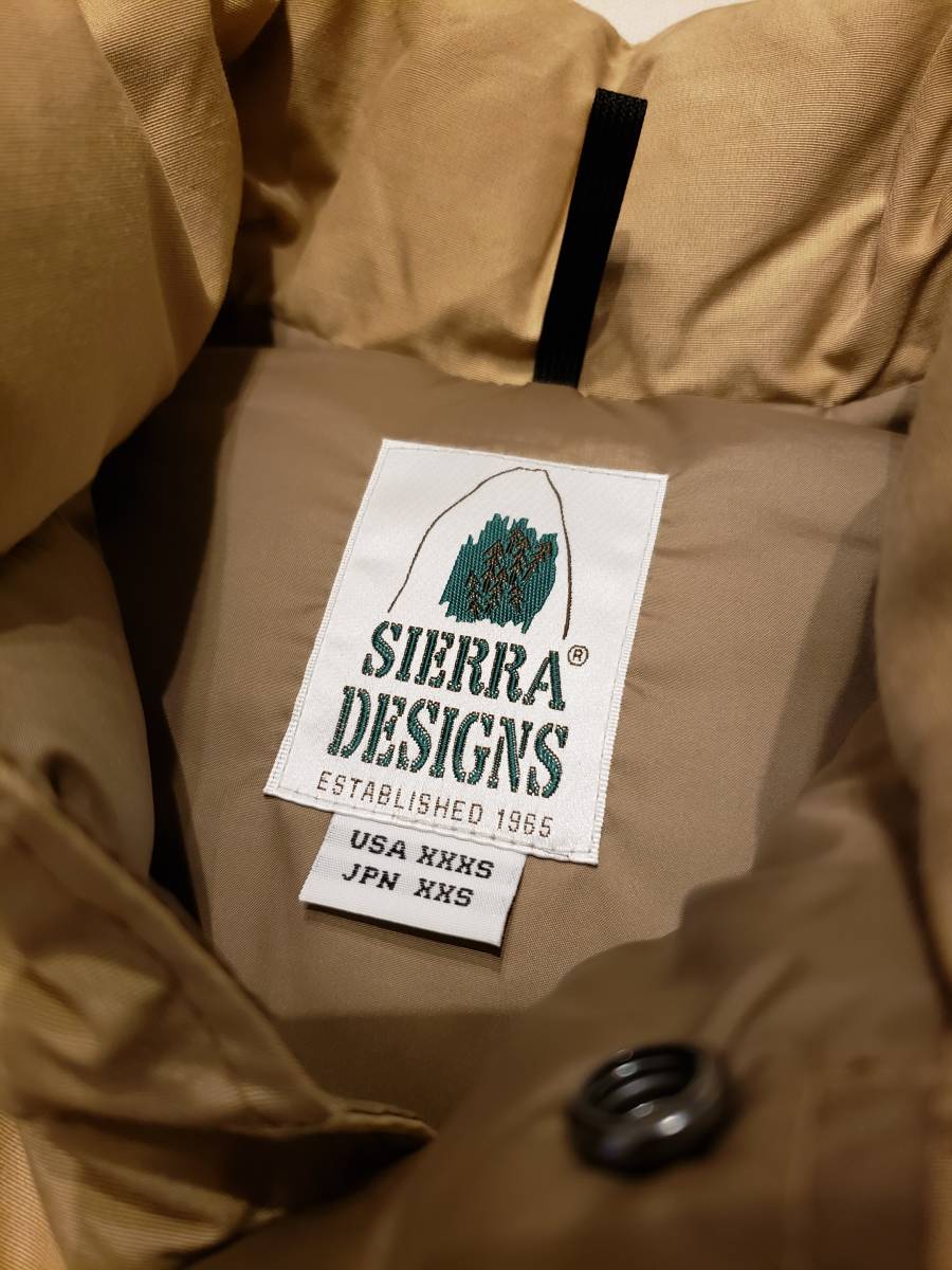 送料無料 美品 SIERRA DESIGNS ダウンベスト ベージュ XXS ダウンシエラベスト シエラデザイン_画像6