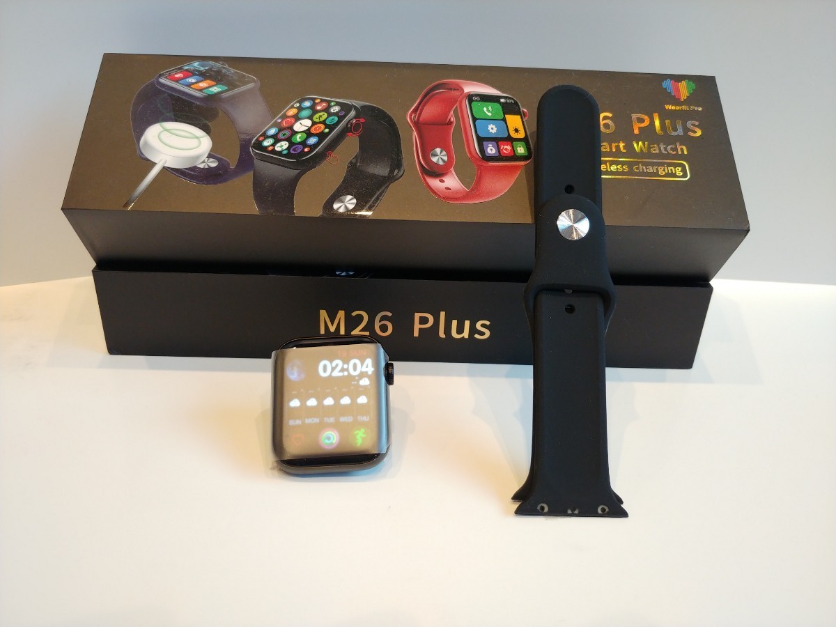 PayPayフリマ｜スマートウォッチ (ブラック) M26 plus 日本語対応 ワイヤレス充電