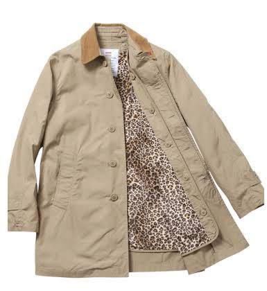 購入特典付 supreme 11AW coat trench lined leopard ステンカラーコート