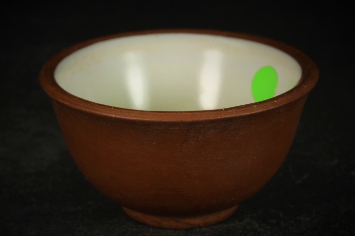 朱泥 煎茶碗 汤呑 煎茶道具 高さ2.7㎝ 口径5.2㎝ 日本陶磁器 焼き物