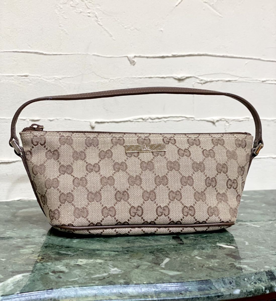 未使用・超美品 GUCCI ハンドバッグ GGキャンバス×レザー ブラウン系